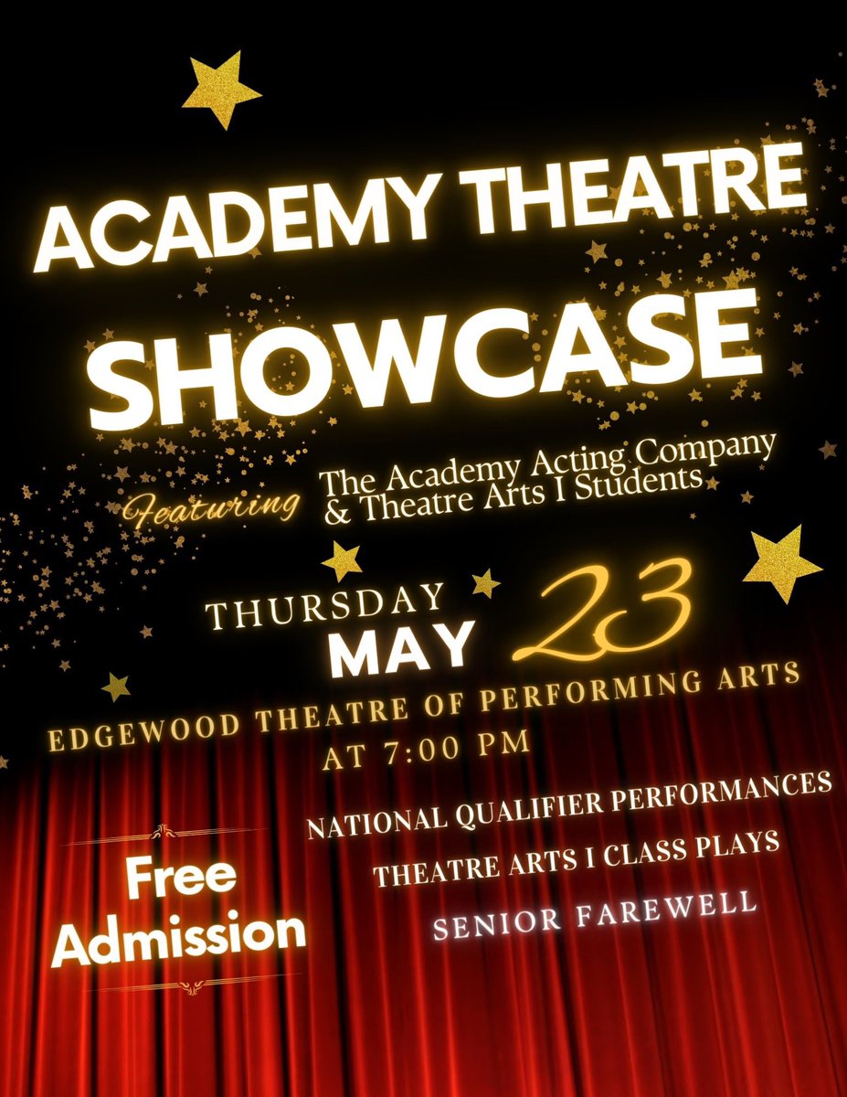 Join us for our Theatre Student Showcase on May 23rd at 7:00 pm! @EISDofSA