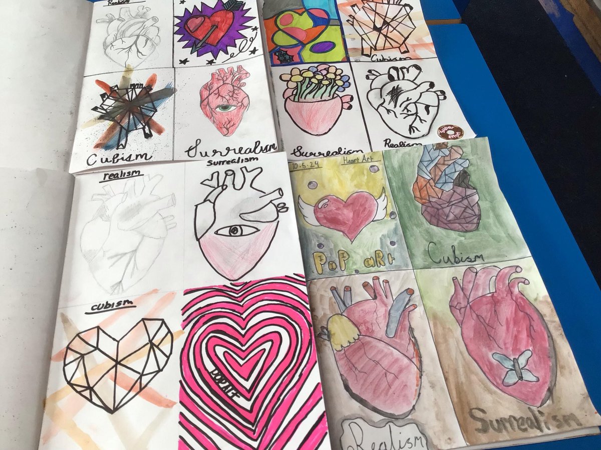 We have made links between our science and art this half-term and created ‘Heart Art’ in the style of realism, surrealism, cubism and pop art. Super work Y6 😁❤️ @ipa_spencer @satrust_