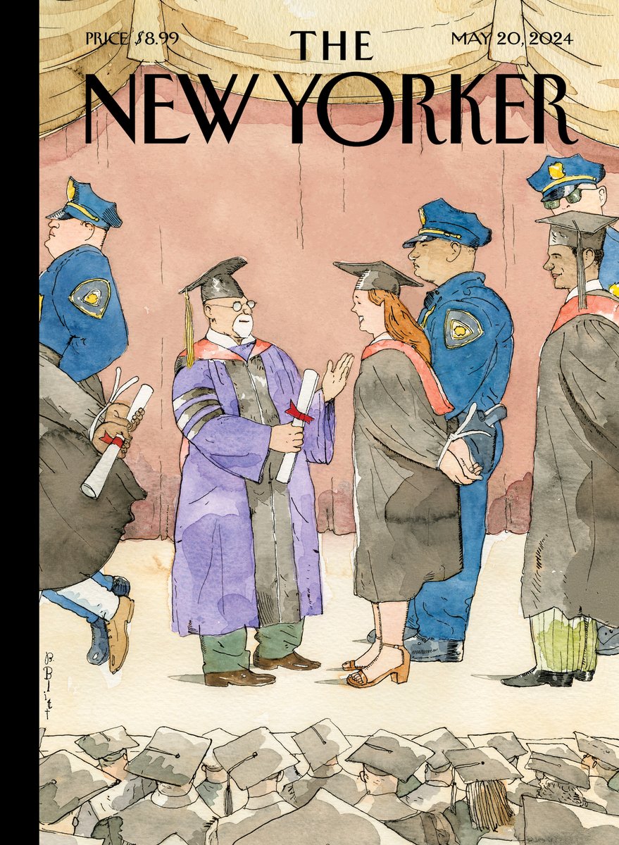 NewYorker's tweet image. An early look at the cover for next week’s issue, “Class of 2024,” by Barry Blitt. #NewYorkerCovers