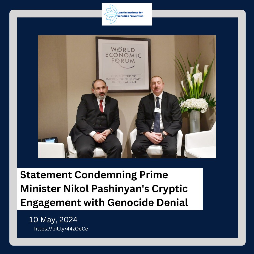 While we do not generally involve ourselves in domestic affairs of states unless there is an internal threat of genocide, we must address concerns stemming from recent statements made by @NikolPashinyan that appear to diverge from fundamental principles of genocide prevention,