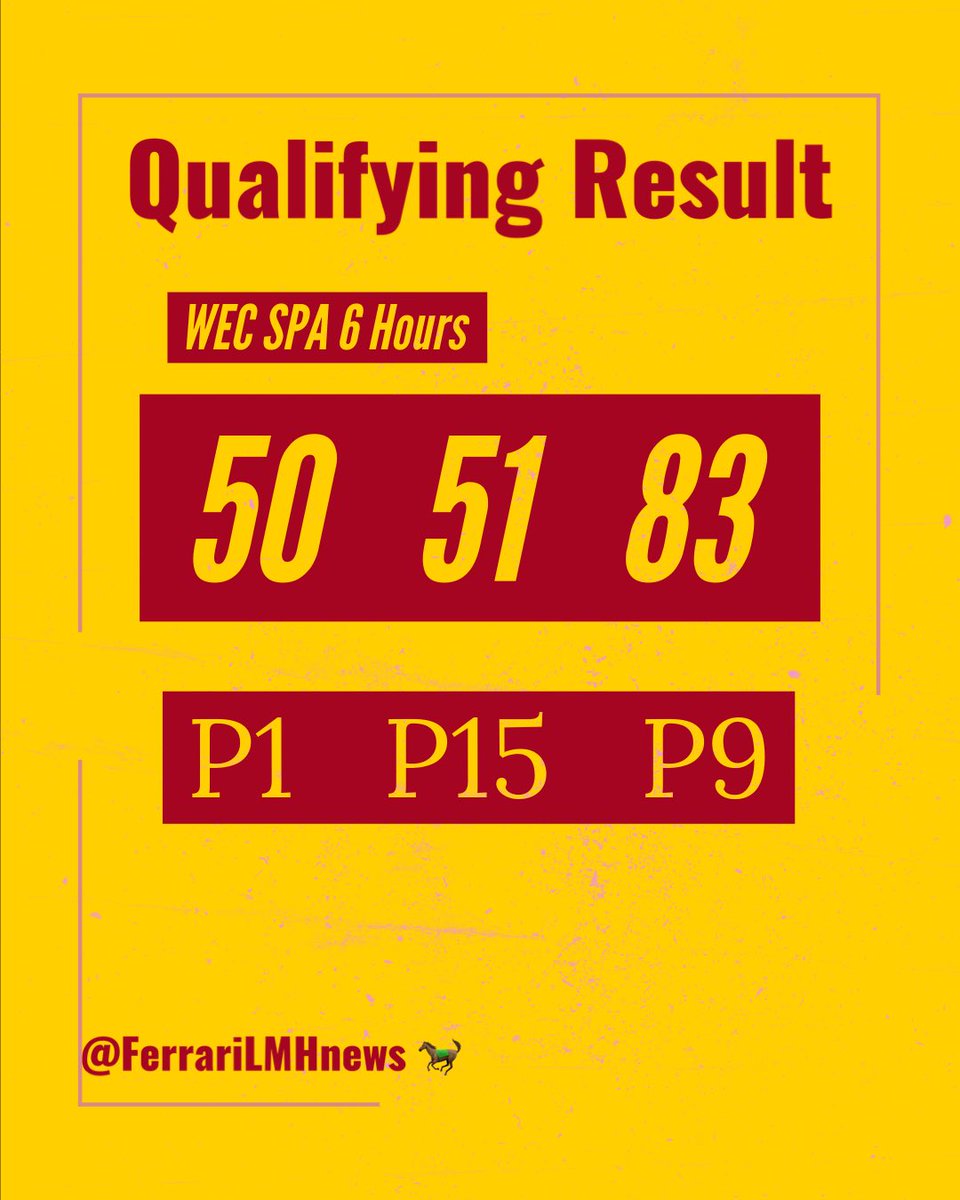 The starting positions for the 6 hours 👇 #6HSpa #WEC #FerrariHypercar #499p