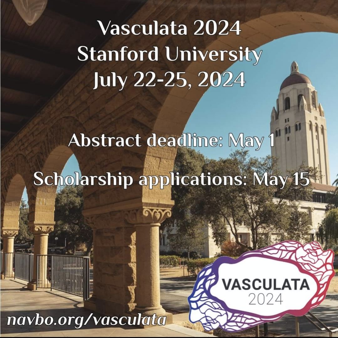 5 more days to apply for scholarships and submit your abstract for #Vasculata2024!

Vasculata is NAVBO’s summer course providing an introduction and overview of the field of vascular biology – perfect for trainees!! 👨‍🎓👩‍🎓

More information at navbo.org/vasculata