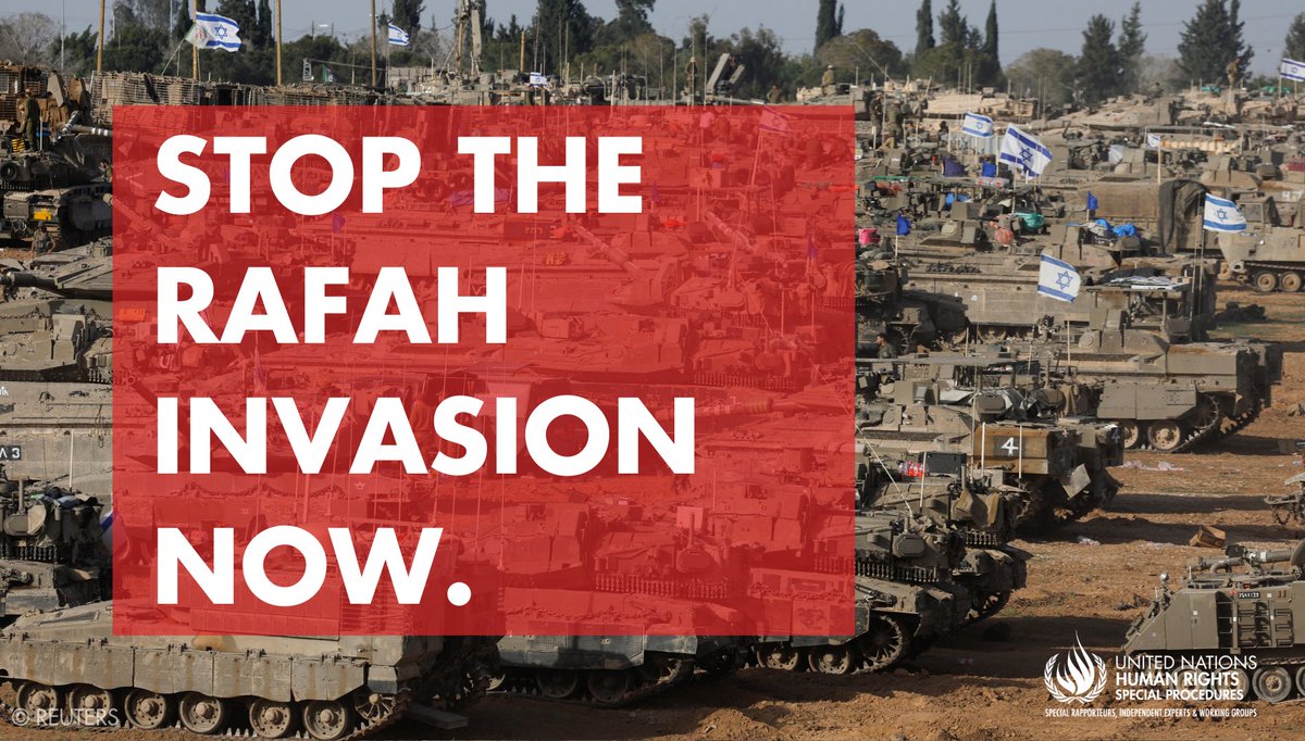 #Israel’s operation in eastern #Rafah is a culmination of 7-month campaign to forcibly transfer & destroy #Gaza’s population - say UN experts, urging States with influence stop the assault and end flow of arms to Israel: ohchr.org/en/press-relea…