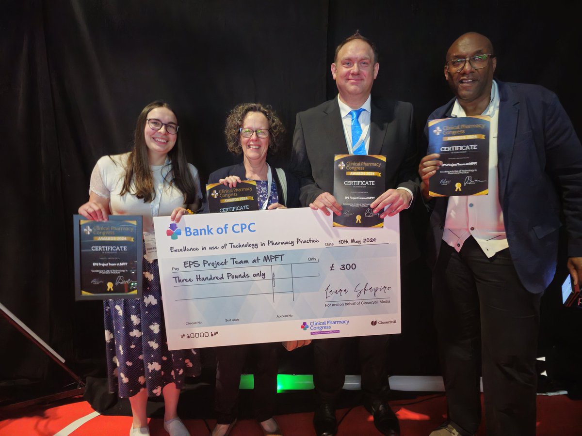 We have only gone and won at Clinical Pharmacy Congress for excellence in use of technology in Pharmacy practice <a href="/MpftDigital/">MPFT Digital (NHS)</a> <a href="/mpftnhs/">Midlands Partnership University NHS FT</a> <a href="/endwar1967/">Andrew  Campbell</a>