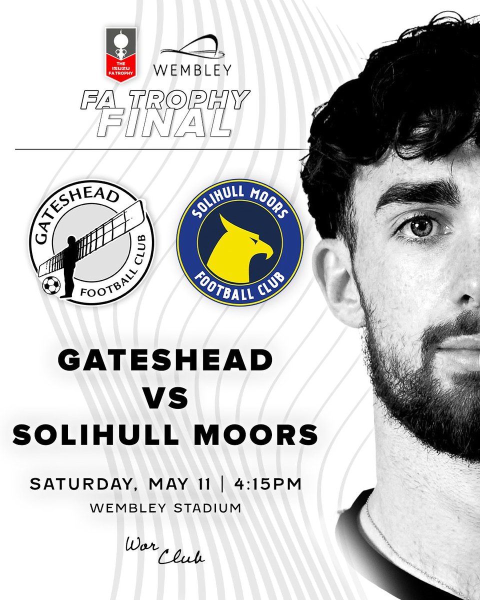 Best of luck to @GatesheadFC ahead of their big FA Trophy Final against Solihull Moors at Wembley. Fingers crossed they can bring the trophy back to the North East!  #WorClub