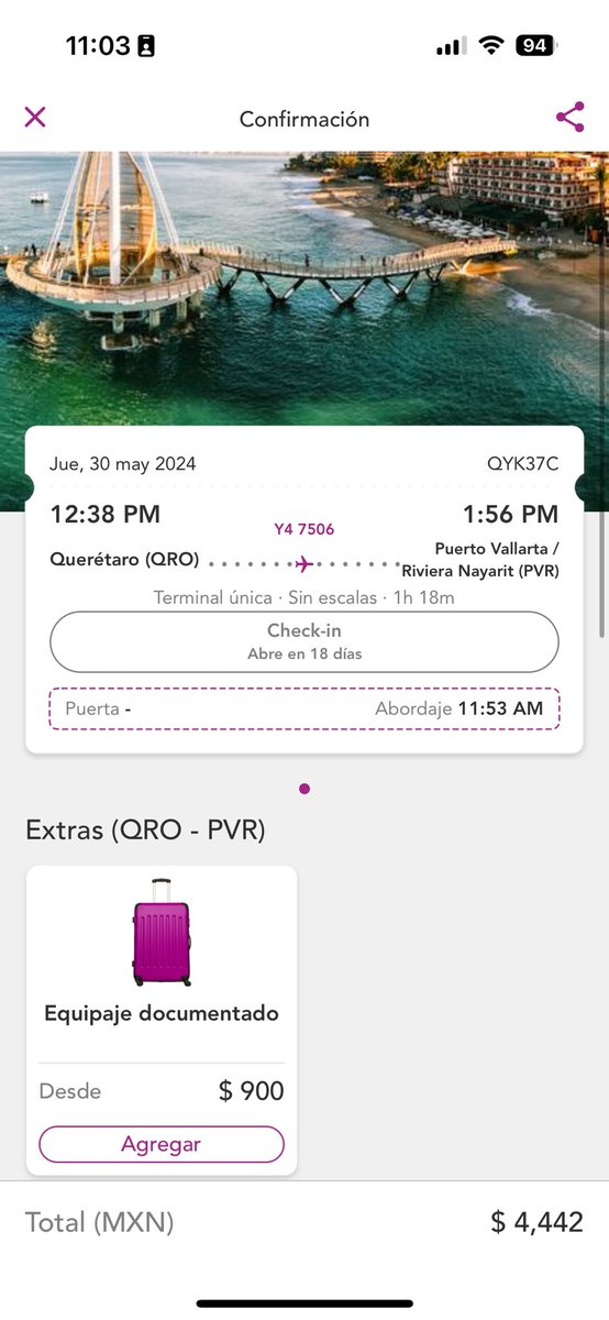 marbacvaca's tweet photo. Qué onda con tu servicio @viajaVolaris  me cancelas un vuelo hace 21 días, dices que levante aclaración para mi devolución! No respondes me meto a la app y tengo un vuelo programado para el 30 de mayo que yo nunca compré y mucho menos acepté en algún acuerdo @Profeco ayúdame https://t.co/MVeFbQyH1f