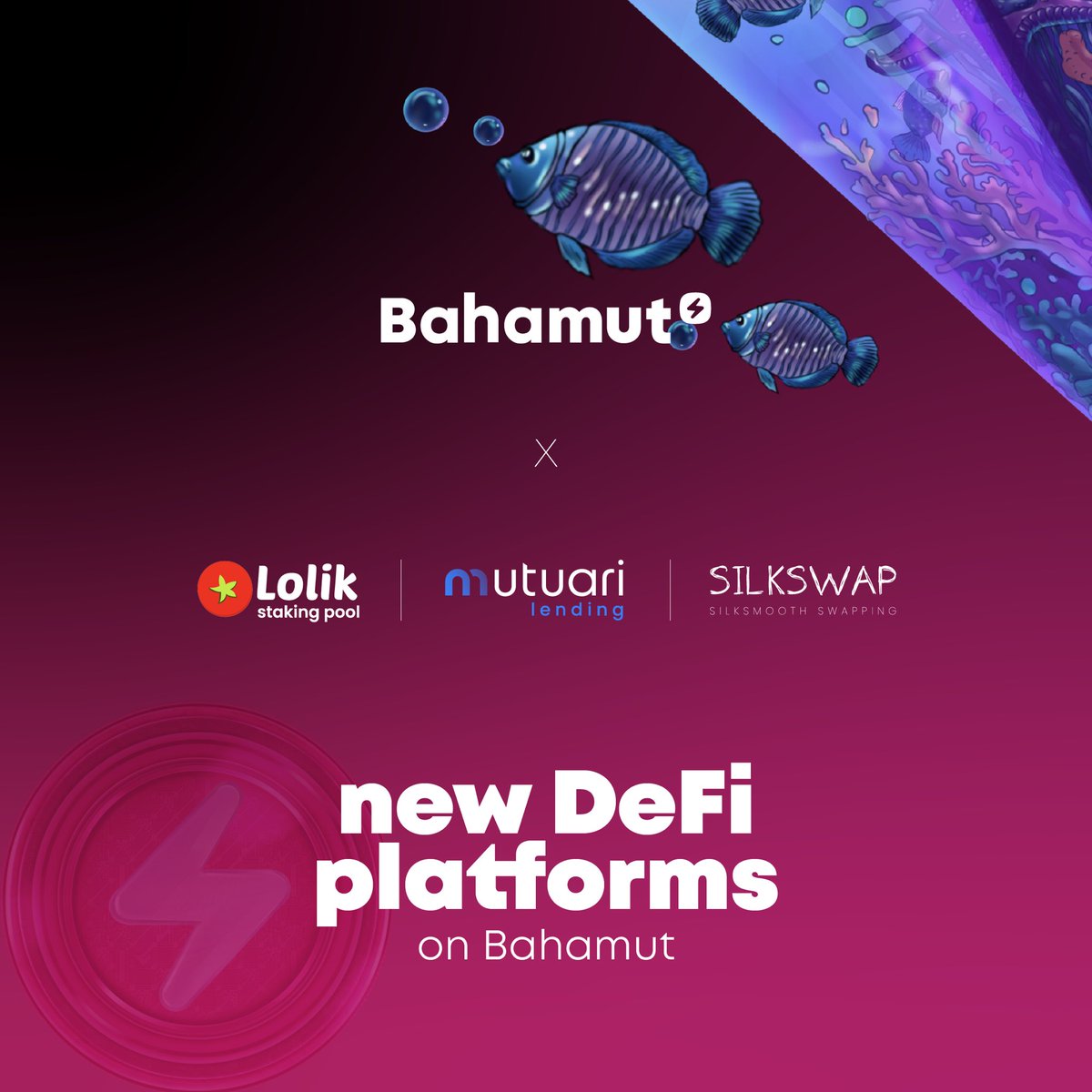 ⚡ New #DeFi platforms on #Bahamut Blockchain ⚡

🍅 Lolik - lolik.com

💧 Mutuari - mutuari.com

🌏 SilkSwap - silkswap.xyz

More dApps are yet to be announced 🐟

#fasttoken #ftn