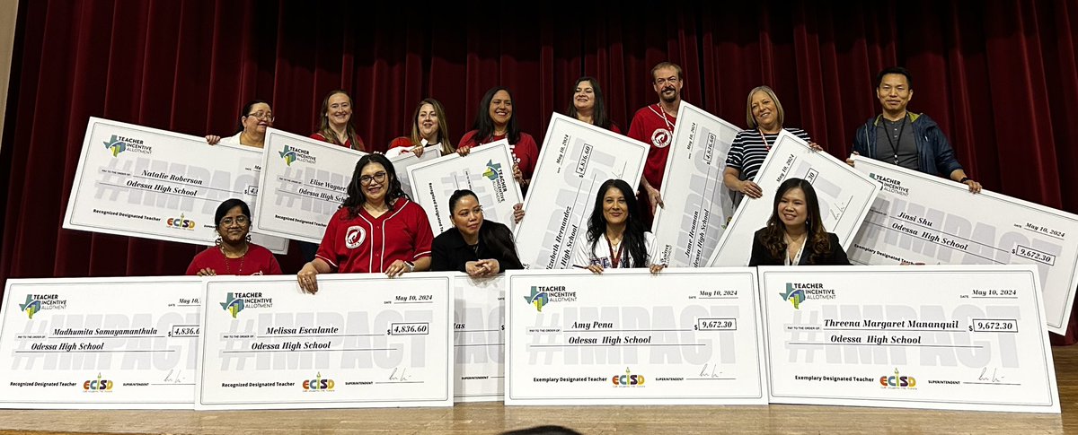 Odessa High School (@bigredbronchos) on Twitter photo Congratulations to the 13 OHS Teachers who received a Teacher Incentive Allotment check! <a href="/BronchoNews/">OHS Broncho News</a> Congratulations to the 13 OHS Teachers who received a Teacher Incentive Allotment check! <a href="/BronchoNews/">OHS Broncho News</a>