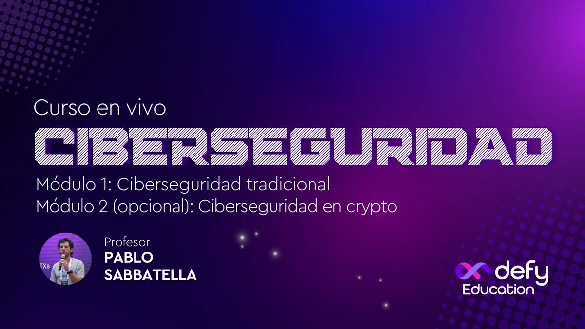 Lanzamos Curso de Ciberseguridad 2024 en vivo - 21 de mayo
- Módulo 1: Ciberseguridad (computadora, celular, email, apps, redes sociales, bancos, robo de identidad, etc).
- Módulo 2 (opcional): Seguridad en Crypto (como guardar crypto y usar DeFi de forma segura).
Más detalles 👇