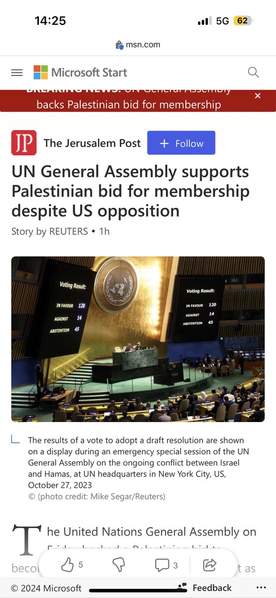 Mooi dat Nederland vandaag in VN heeft gezegd vóór een onafhankelijk Palestina te zijn, maar stem dan ook voor die status van Palestina in de VN! Voor de zoveelste keer onthouden van stemming is een verkeerd signaal, juist nu er zo enorm veel onschuldige Palestijnen sterven in…