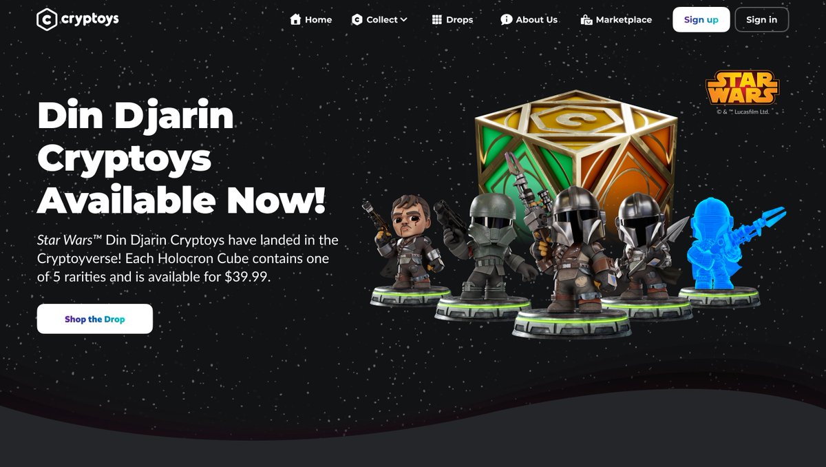 Star Wars Volume III Din Djarin Cryptoys are now available! For the first time, experience the thrill of collecting your favorite version of Din Djarin Cryptoys through our unique blind cubes. With five distinct rarities, ranging from the robust Common Bounty Hunter to the