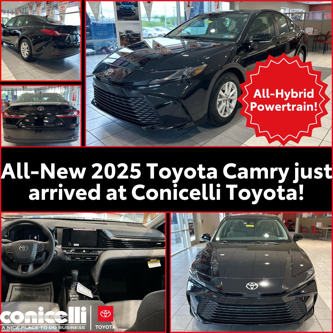 🚀 Conicelli Toyota of Conshohocken welcomes the all-new 2025 Toyota Camry - now fully hybrid! 🌿 Stop by and test drive the future today! 💥 #Hybrid #Camry #TestDriveNow