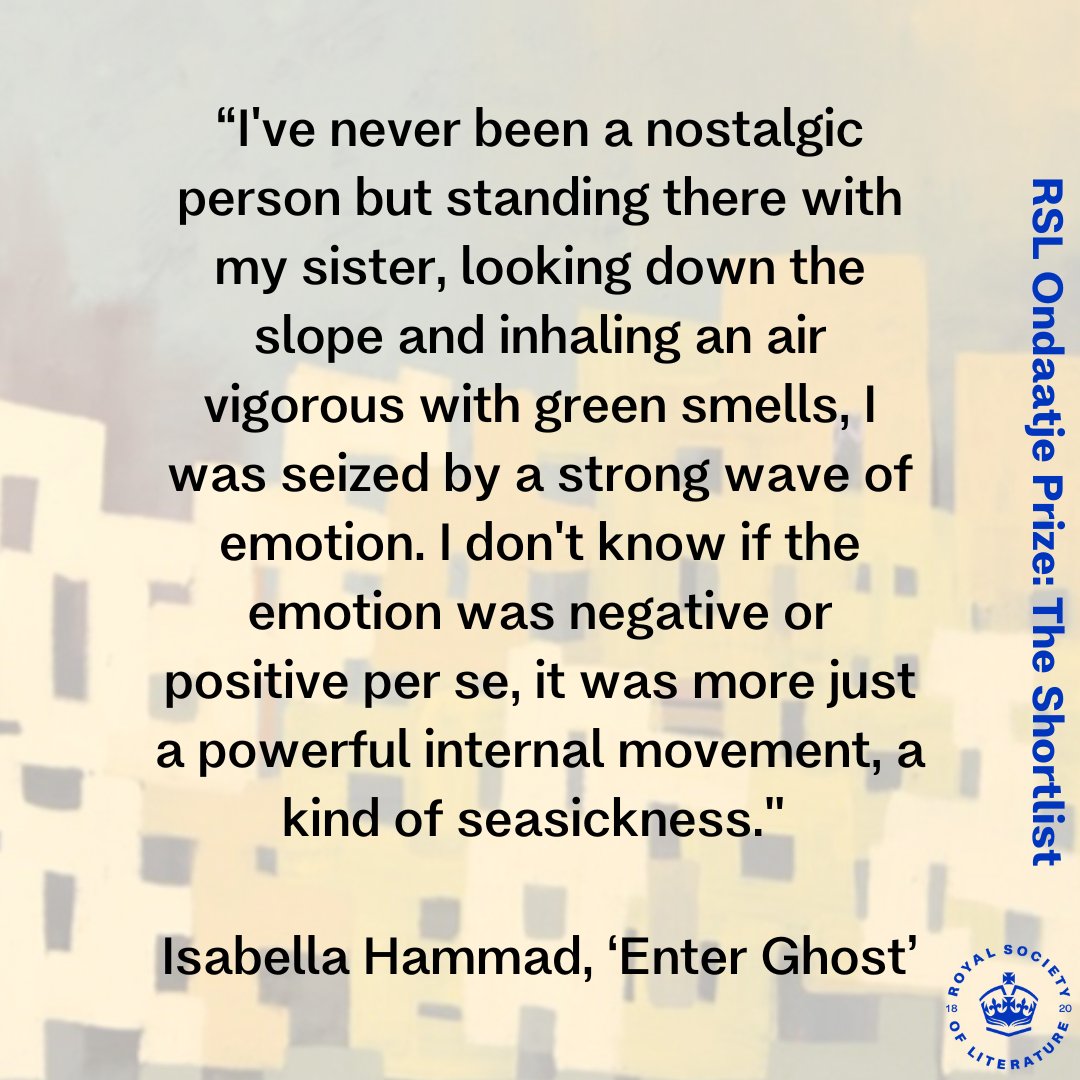 The #RSLOndaatjePrize is awarded to the book that best evokes the spirit of a place🌇 

We've chosen some quotes from the shortlisted titles that we think embody just that - this is from Isabella Hammad's #EnterGhost @vintagebooks