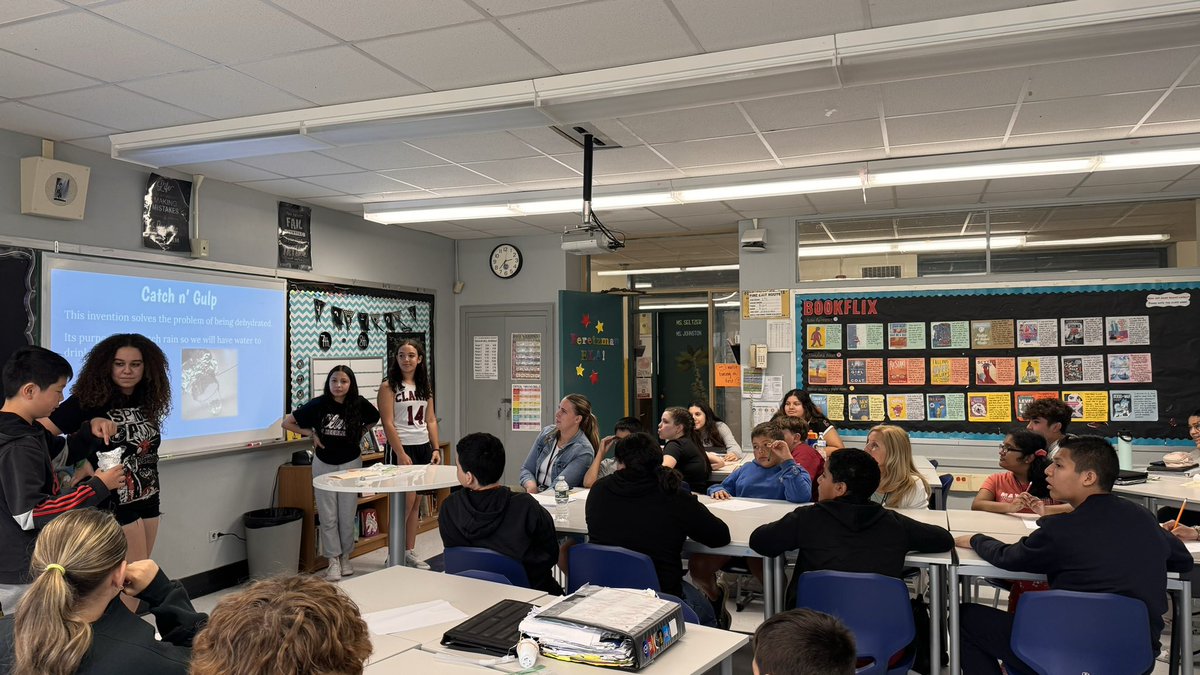 mrspretzels's tweet photo. 8th grade ELA students reading Unbroken presented their “survival at sea” inventions to guest judges, Mrs. Henig’s and Mrs. Bromberg’s class! #wtcms @lizkinsella93 https://t.co/bGrN8CHie7