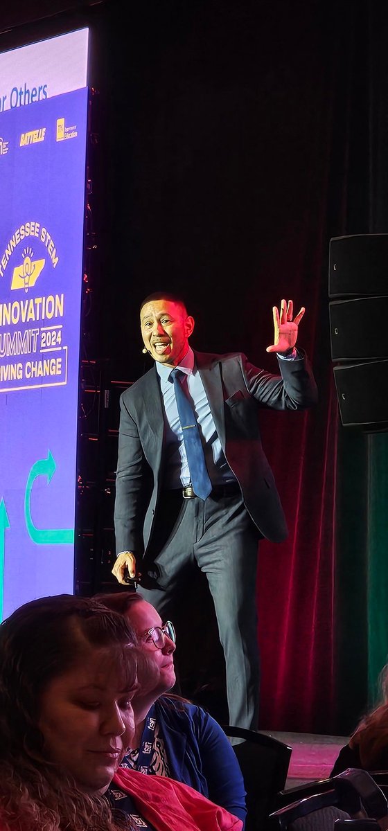 Getting some inspiring words on engaging our students using their passion and purpose from <a href="/JorgeDoesPBL/">Dr. Jorge Valenzuela</a> at <a href="/theTSIN/">Tennessee STEM Innovation Network</a>. He also spoke on how teachers can improve. 
"You are most powerfully positioned to serve the person you once were."
-Rory Vaden
