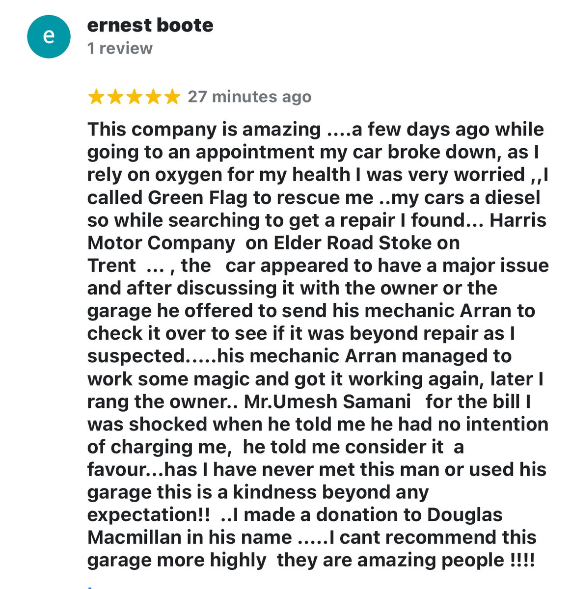 Just happy to be able to help someone when help is needed. 

#stokeontrent #Harrismotors
