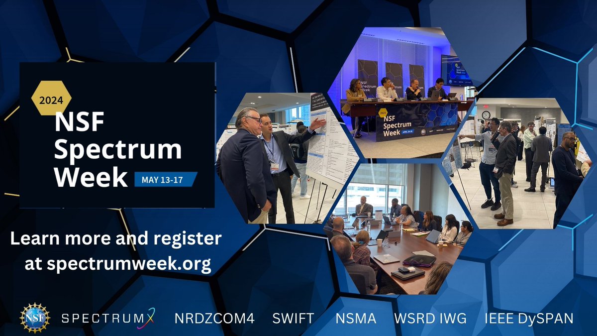 The 2nd annual @NSF Spectrum Week and IEEE DySPAN begin on Monday! While Spectrum Week tickets are currently sold out, the WSRD R&D Plan Workshop on Friday has tickets available! Learn more: spectrumweek.org