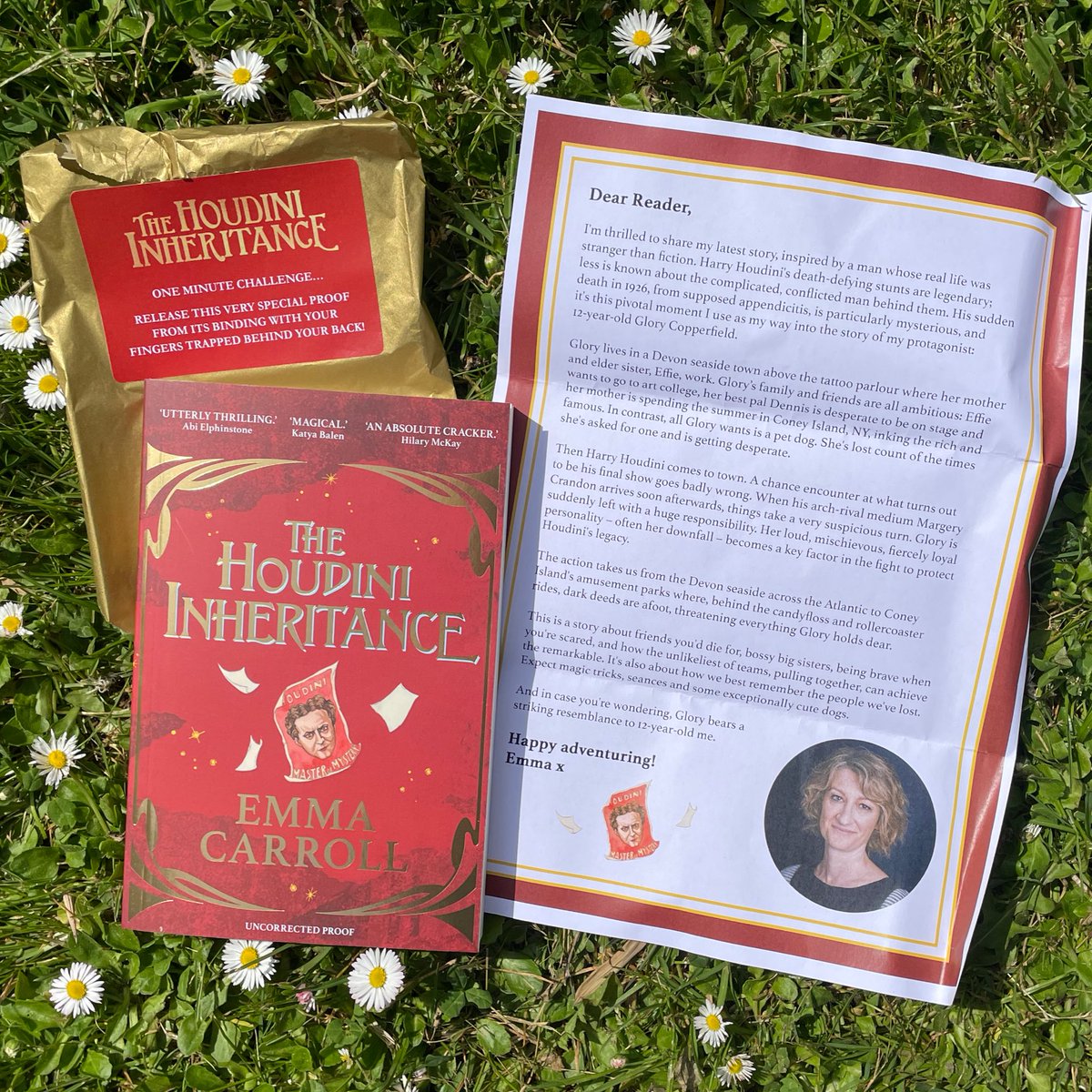 Thrilled to receive a proof of @emcarrollauthor's latest #MiddleGrade title, The Houdini Inheritance. Out 04/07, no I didn’t manage the unwrapping challenge! Enormous thanks to @BethLouC @FaberChildrens