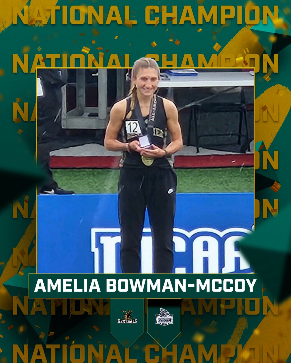 𝕹𝖆𝖙𝖎𝖔𝖓𝖆𝖑 𝕮𝖍𝖆𝖒𝖕𝖎𝖔𝖓 👑!!

Congratulations to sophomore Amelia Bowman-McCoy for finishing in first place in the 3000M Steeplechase, securing her first-ever National Championship!!!

#HerkNation I #DefendTheHill 💚💛⚔️