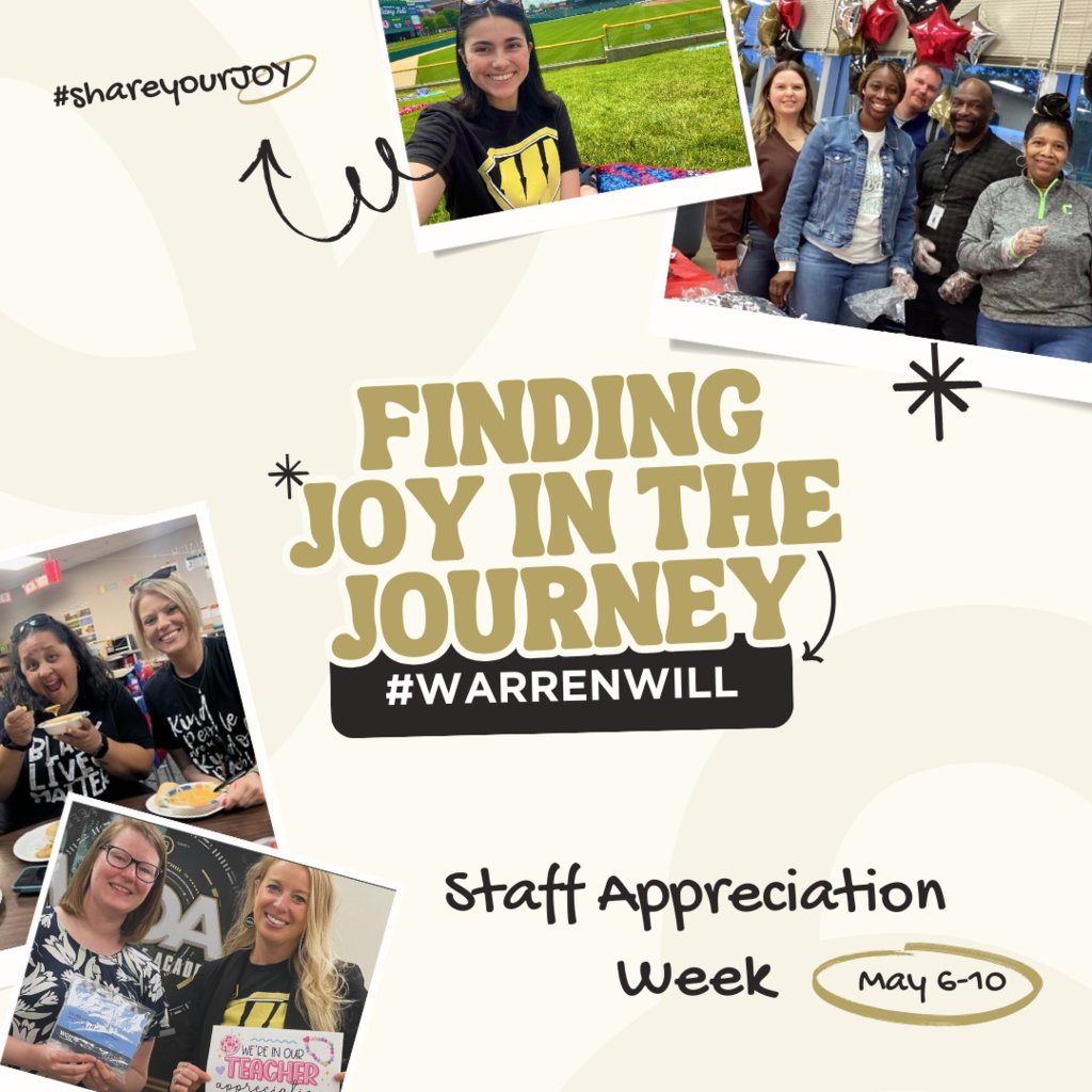 🎉 Celebrating Staff Appreciation Week in Warren Township! 🌟 This year, we continue to find JOY in the journey. To our extraordinary teachers and staff: your dedication, resilience, and care continue to inspire. #WarrenWill #ShareYourJoy