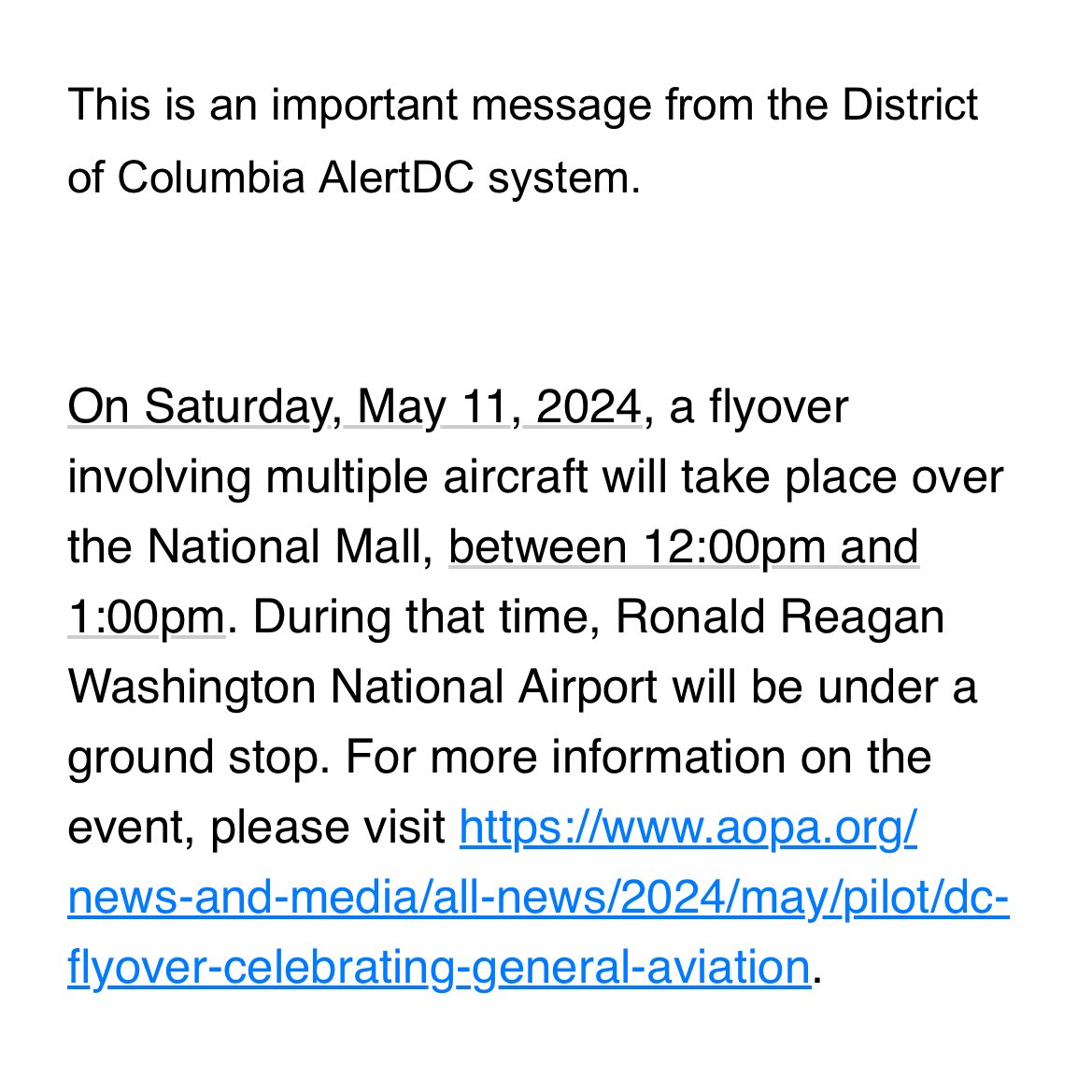 Shutting down @Reagan_Airport for an hour is quite the member association flex for @flywithaopa.