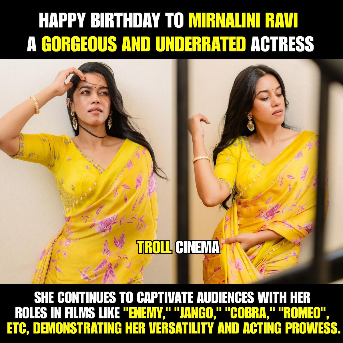 Wishing the talented actress and radiant beauty @mirnaliniravi a happy birthday. #MirnaliniRavi