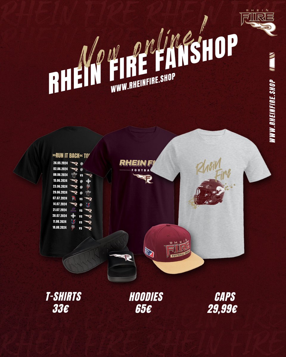 Rhein Fire Fanshop now online 😍 Entdecke unsere brandneue Kollektion, die ab sofort in unserem Fan-Shop erhältlich ist. Freue dich auf eine Fülle weiterer stylischer Pieces, die demnächst erscheinen werden! #FanShop rheinfire.shop