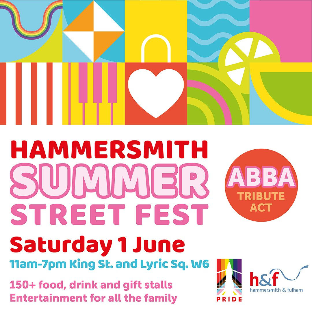😎We've got two great summer festivals coming up in June! 👉Hammersmith: 📆Saturday 1 June, 11am – 7pm 📍Lyric Square and King Street, W6 👉Fulham: 📆Saturday 22 June, 10am-6pm 📍North End Road, SW6