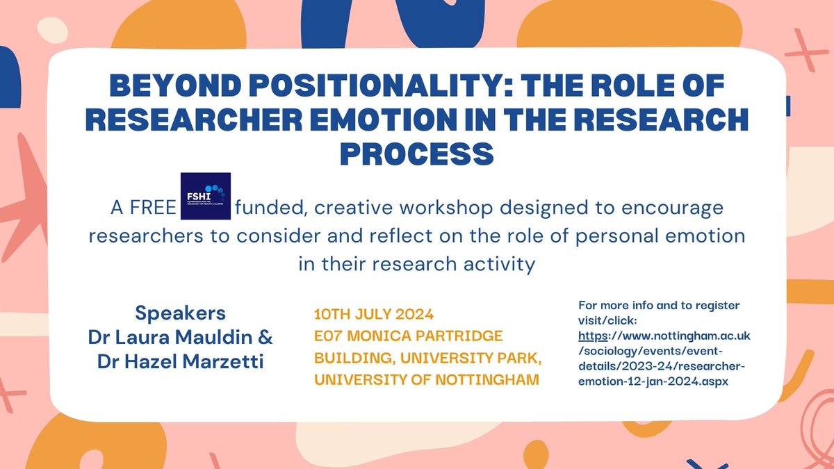 Victoria Cluley (@victoriacluley) on Twitter photo Come to our FREE <a href="/SHI_Foundation/">SHI Foundation</a> funded workshop to consider/reflect on researcher emotion. There will be amazing speakers, playdough, cake, and most importantly the chance to think about how to take care or yourself as a researcher and to maximise joy! Come to our FREE <a href="/SHI_Foundation/">SHI Foundation</a> funded workshop to consider/reflect on researcher emotion. There will be amazing speakers, playdough, cake, and most importantly the chance to think about how to take care or yourself as a researcher and to maximise joy!