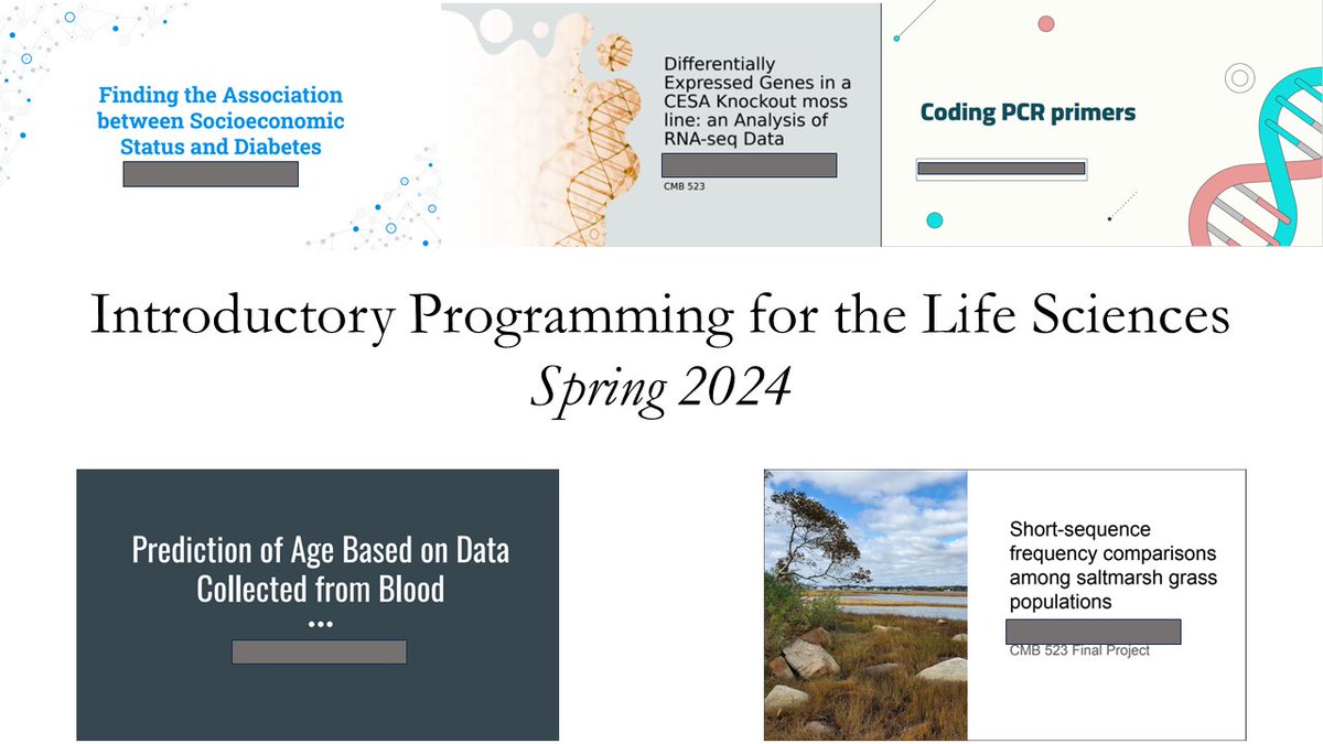 Enjoyed the "lab" notebooks and the presentations for my intro programming class. The 1st ~10 weeks was on basic principles of programming (data structures, control flow, data types, etc.) with a biology theme. Then, they picked and worked on group projects until the end.<a href="/uricels/">URI CELS</a>