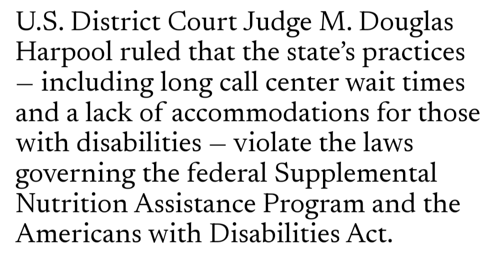 Good. A friend of mine had an absolutely ridiculous call center wait time of over 5 hours on Monday. MO requires 'able-bodied' people (which includes people w/ invisible disabilities) on SNAP to work, but also requires them to spend more than half a workday waiting on the phone.