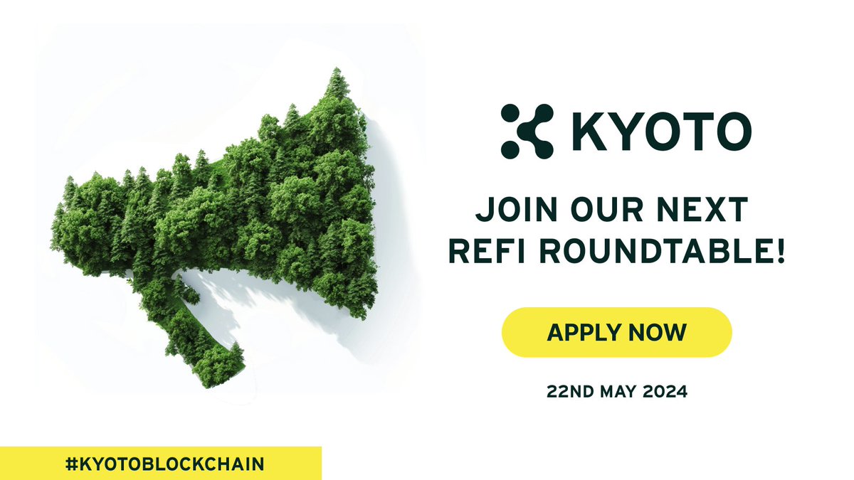 🔊 Calling All #ReFi Gamechangers 🚨 🌍 After the success of the $KYOTO #RefiRoundtable Vol. 1, we are planning the next instalment on May 22nd🌱 🚀If you're a project that is passionate about #ReFi and want to join the spaces, click the link below!👇 docs.google.com/forms/d/e/1FAI…