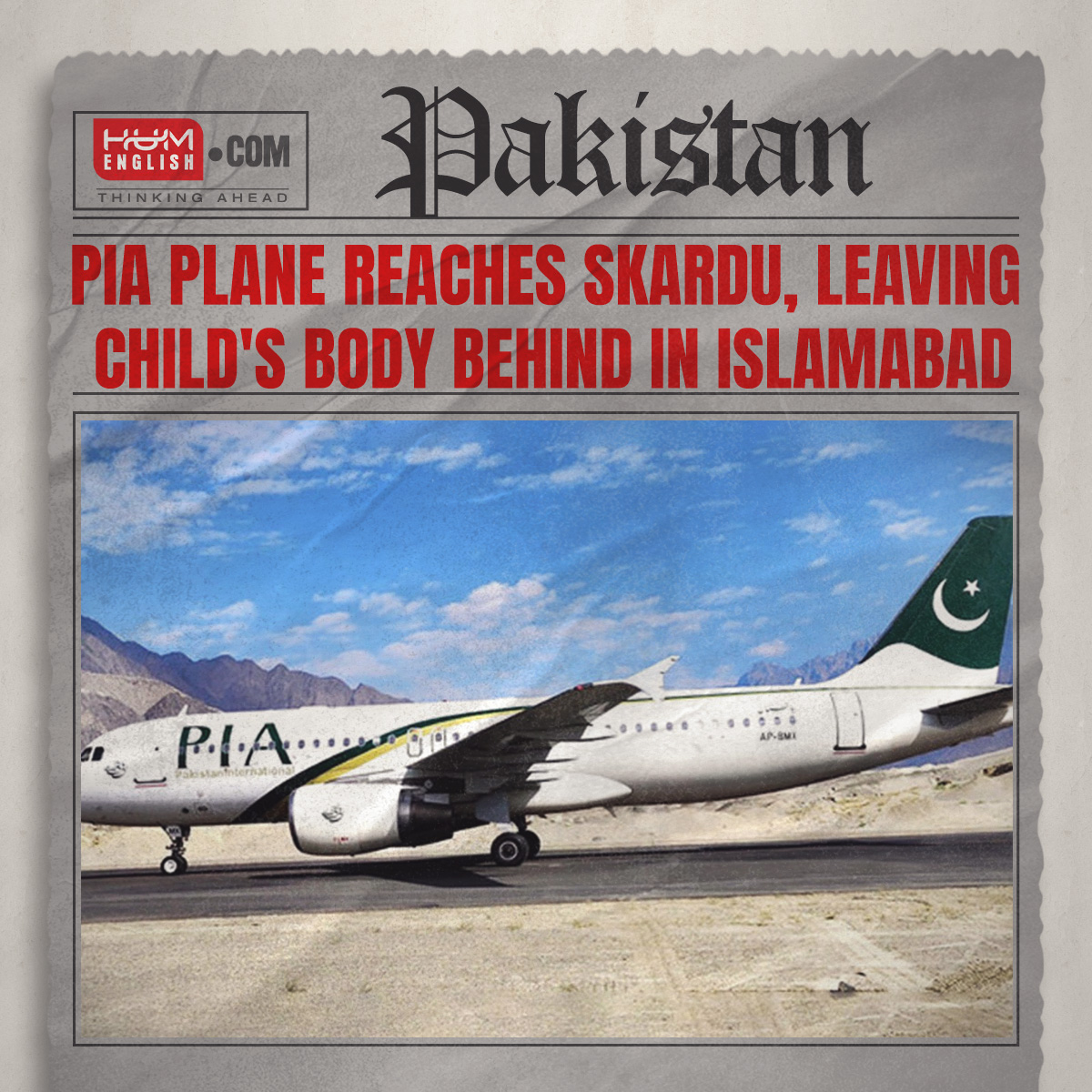 PIA plane reaches Skardu, leaving child's body behind in Islamabad Read more: ow.ly/Vp4Q50RBSG1