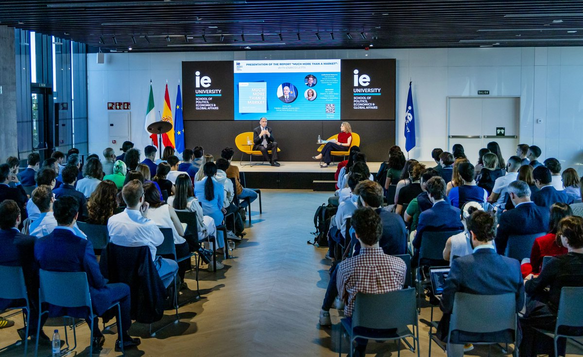 Honored to host @EnricoLetta at @IEuniversity 🇮🇹! Had an insightful conversation about the report 'The European Single Market: Much More Than a Market,' moderated by @IlkeToygur from @iespega . Time to build a stronger and better single market!  🇪🇺 👉More info:…