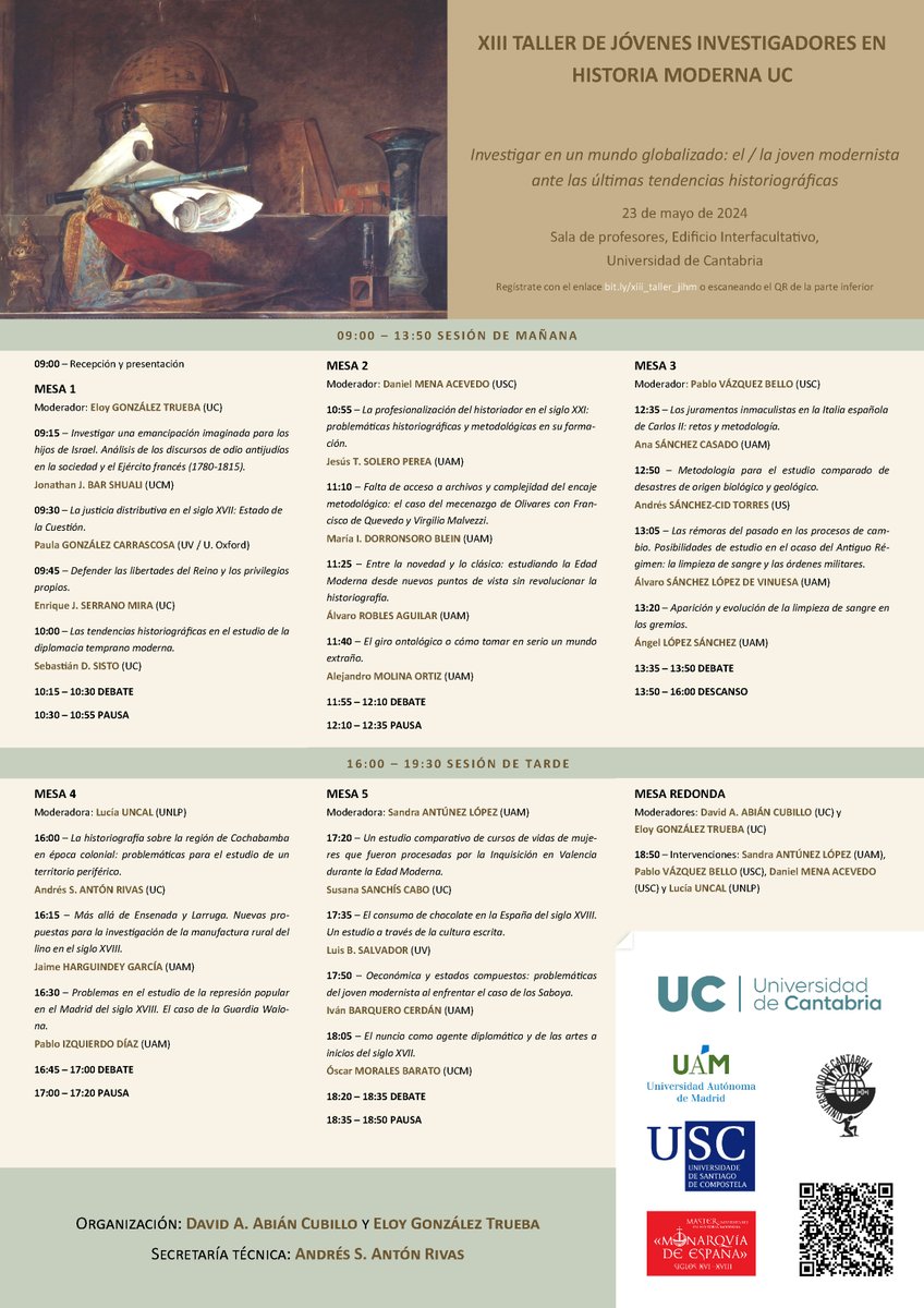 Instituto de Estudios Hispánicos en la Modernidad (@iehm_uib) on Twitter photo 🚨XIII Taller de Jóvenes Investigadores en Historia Moderna. “Investigar en un mundo globalizado: el / la joven modernista ante las últimas tendencias historiográficas”. Organiza <a href="/GrupoMundus/">Grupo Mundus I+D+i</a>
📆23 de mayo de 2024
📍Presencial y online
✏️Info+registro👇
gmundus.unican.es/xiii-taller-de… 🚨XIII Taller de Jóvenes Investigadores en Historia Moderna. “Investigar en un mundo globalizado: el / la joven modernista ante las últimas tendencias historiográficas”. Organiza <a href="/GrupoMundus/">Grupo Mundus I+D+i</a>
📆23 de mayo de 2024
📍Presencial y online
✏️Info+registro👇
gmundus.unican.es/xiii-taller-de…