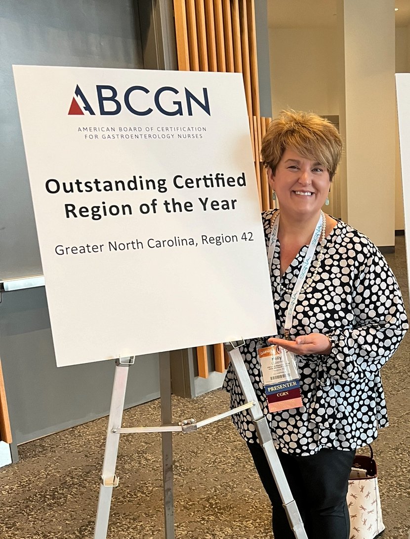Greater NCSGNA Region won the ABCGN Region of the Year. This award is based on GI Certification. Dr. Kelly O teaches certification review courses biannually for the region.