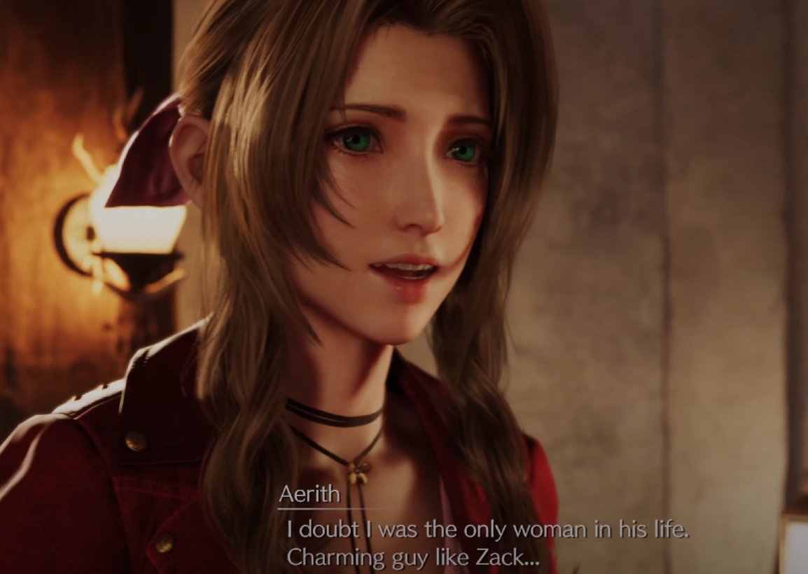 In FFVII, Zack was described by Aerith as 'a ladies' man', and he enjoys being around women. Zack himself, while fleeing the Shinra army after the Nibelheim incident, told Cloud that he had several girlfriends who could hide him in Midgar (OG JP Version). (CCCG pg 282, 2008) 1/2