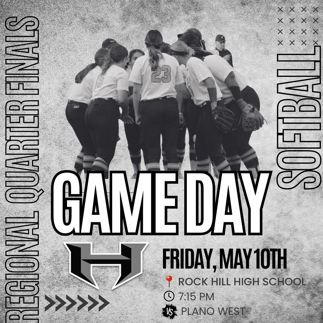 🥎GAME DAY🥎 Regional Quarterfinals: GAME TWO Hawk fans, we need you to come out and cheer on Hebron Softball as they try to clinch the series tonight against the Plano West Wolves!! 🗓️Friday,May 10th 📍Rock Hill High School ⏰7:15 🆚Plano West