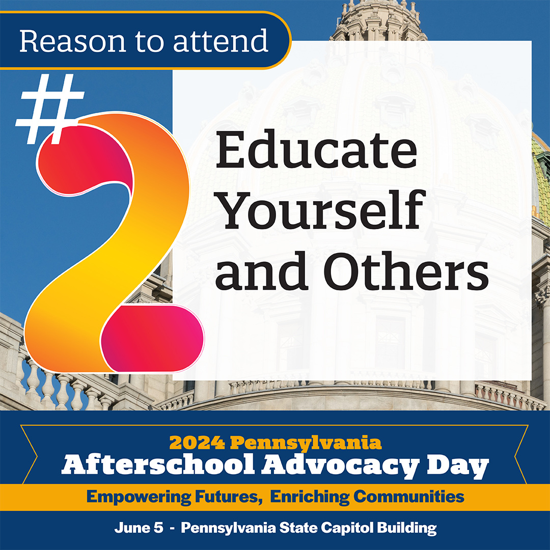 Reason #2 to attend 2024 #AfterschoolAdvocacyDayPA, June 5! Learn about the demonstrable benefits of #OST programs through Advocacy Day training & legislative meetings. Register by 5/21 to ensure a scheduled visit w/your local legislator's office. hubs.ly/Q02wPhxV0