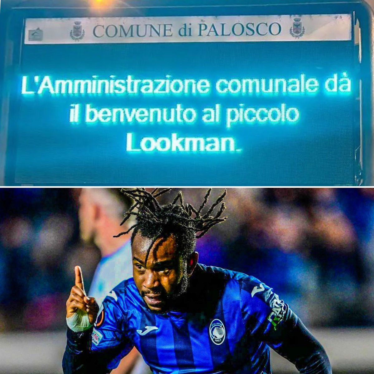 😅💙 Incredible moment in Palosco, a district in Bergamo where Atalanta are based... 

Somebody named their child after Ademola Lookman following his goal which helped send the Italian club to the Europa League final! 

Football is just amazing. 🇳🇬🇮🇹👶