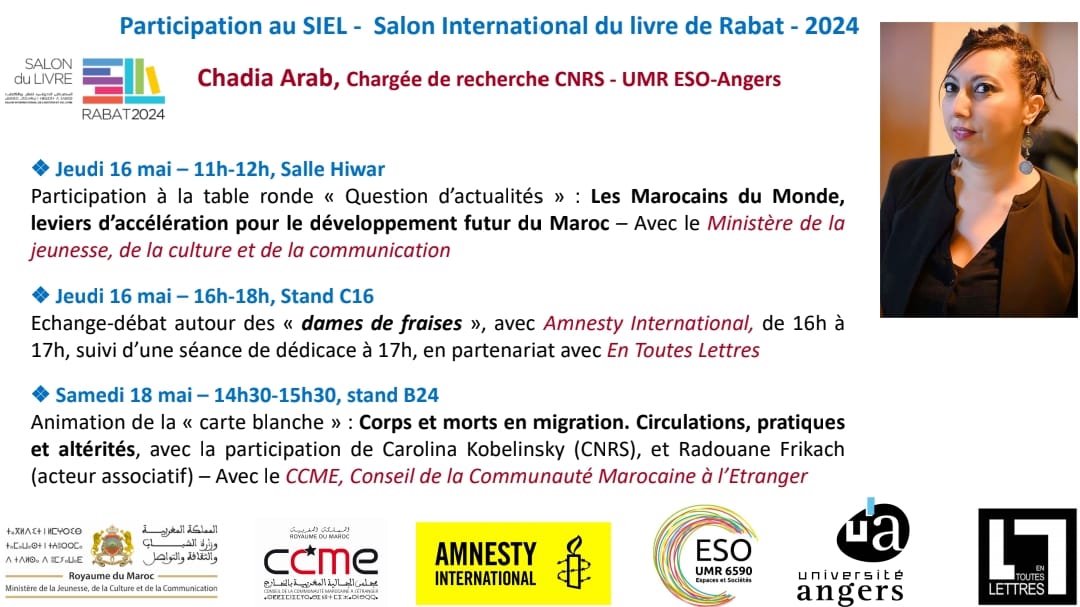 arab_chadia's tweet photo. Plaisir de participer à la 29ème édition du salon international du livre de Rabat #SIEL2024 avec le @Ministère de la culture au Maroc, le #CCME, @amnesty International Maroc, @Etlettres @umr_ESO @SFRConfluences @UA_Recherche @UnivAngers https://t.co/VoDvSiImdq