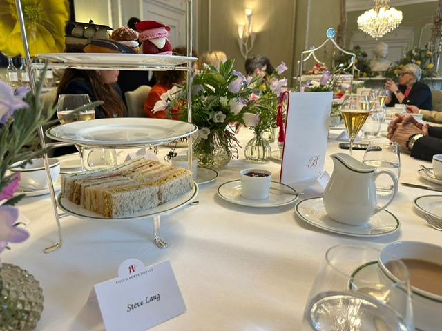 Steve enjoyed afternoon tea at Browns Hotel in London for the Flock Together Media podcast's first season wrap party. It was a delightful event with guests, host @calumdilieto and sponsors @visitBerlin. Looking forward to next season! 🎙️🍰 #FlockTogether #Networking