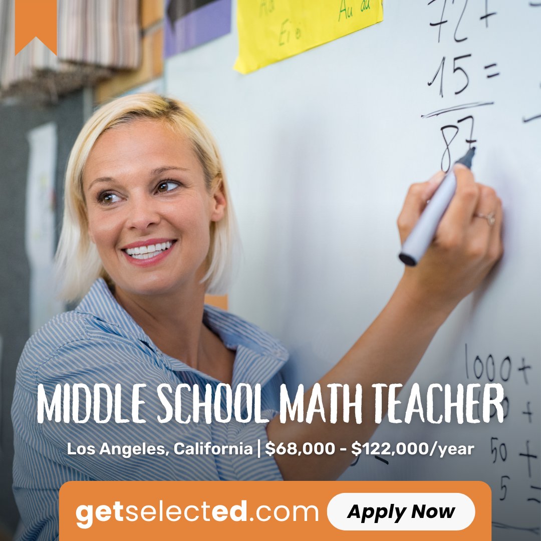 Middle School Math Teacher needed for a school in Los Angeles!

Salary: $68,000 - $122,000

Join our platform and apply now: hubs.ly/Q02wxthc0.

#middleschoolteacher #teacher #teacherjobs #nowhiring