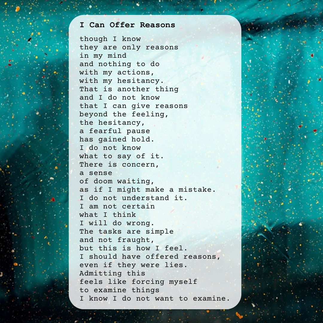 I Can Offer Reasons by William May

#poetrylovers #poetry #poetrytwitter