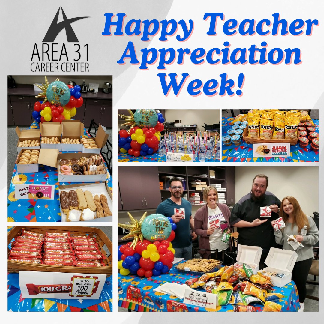 THANK YOU to the amazing educators at Area 31! Your dedication, passion, and hard work make a difference every single day and it does NOT go unnoticed. #CareerTechEd #CTEWorks #TeacherAppreciationWeek