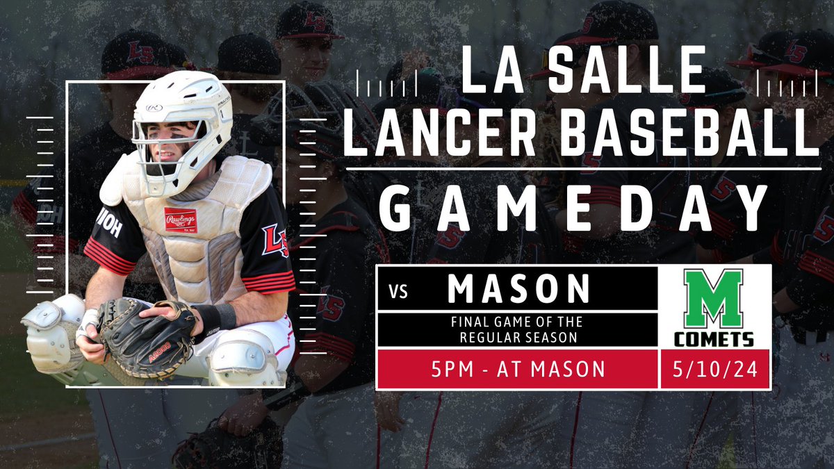 Lancer Gameday!
We travel up to Mason tonight to take on the Comets at 5pm.
Let's Go Lancers!!
<a href="/lancersbsb/">La Salle Baseball</a> <a href="/LaSalleAlumni/">La Salle Alumni</a> <a href="/LaSallePride/">La Salle High School</a>