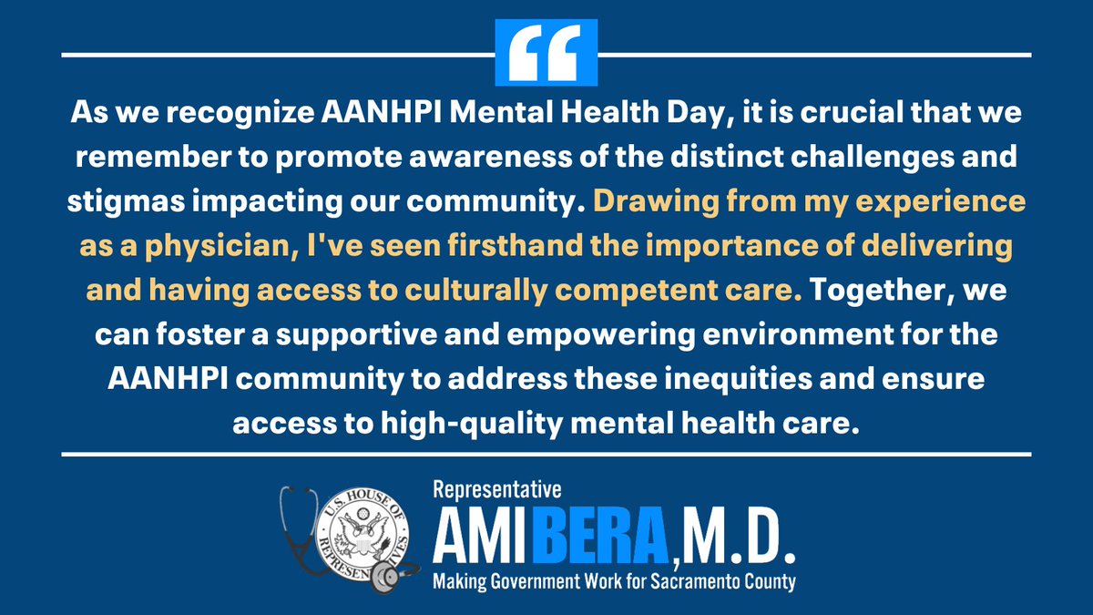 Today is AANHPI Mental Health Day. Together, we can foster a supportive and empowering environment for the AANHPI community to tackle stigmas surrounding mental health care and ensure that everyone gets access to the care they need.