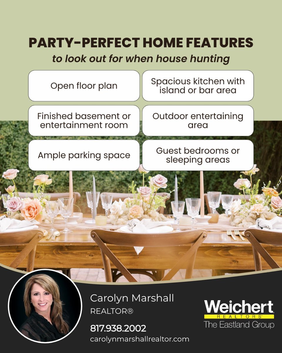 House hunting for your dream party pad? Keep an eye out for these essential home features that ensure your gatherings are always a hit! From spacious layouts to outdoor entertaining areas, find the perfect place to host unforgettable celebrations!

#texasrealtor #texasrealestate