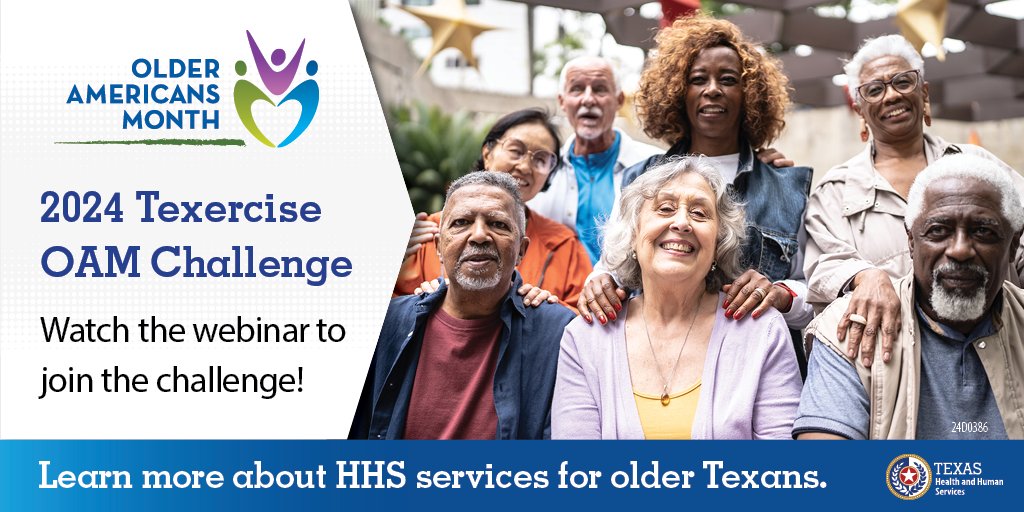 Older Americans Month (OAM) is the perfect time for organizations to host a Texercise program in their community! Learn how your organization can can get involved by watching a webinar recording of the Texercise OAM Challenge, visit: bit.ly/49J78b4 #OlderAmericansMonth