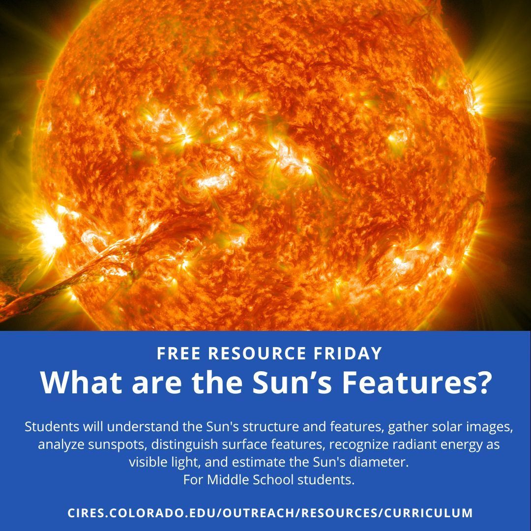 This #freeresourcefriday we highlight the first of four lessons on the solar science's Sun curriculum. Students will demonstrate comprehension of the Sun's structure, understand sunspots and their features, and estimate the Sun's diameter by projecting an image.